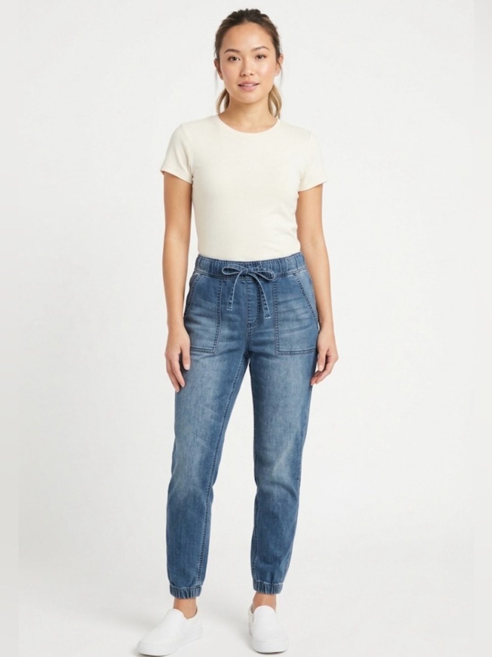 Copper Flash Blue Denim Jogger Jeans – Mid Rise – Size 8P (Petite)